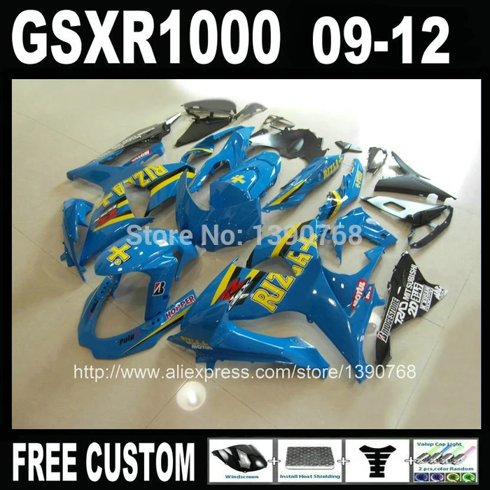 

Customize Injection fairing kit for SUZUKI GSXR 1000 2009-2012 K9 GSXR1000 09 10 11 12 black blue RIZLA+ fairing set ML25