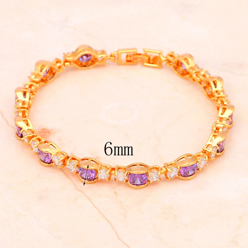 Женские браслеты с желтым цирконием в офисном стиле золотого цвета без никеля и