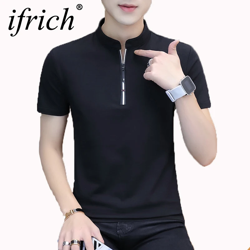 IFRICH рубашка мужская с коротким рукавом Футболка мужская летняя уличная повседневные мужские рубашки однотонная черная серая белая