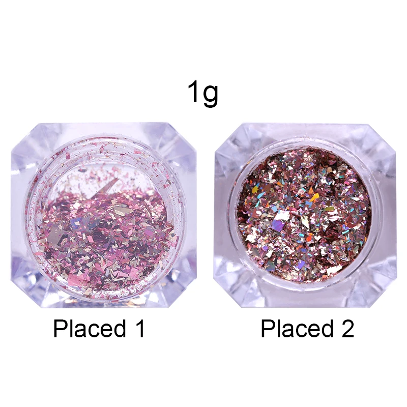 ولد جميلة 1g هولو الليزر رقائق لامعة مسمار الترتر التصوير المجسم بريق مسحوق شىء صغير براق 3D مسمار الفن الديكور DIY مانيكير