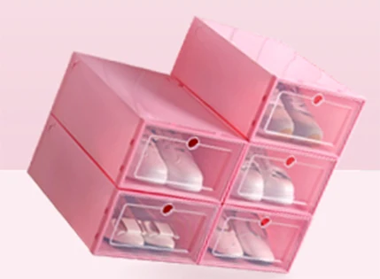 Комплект из 3 предметов, 6 шт 9 шт./компл. коробка для обуви шкаф для обуви с утолщенной и перевернутой обуви приемная коробка прозрачный шкаф с ящиками для хранения - Цвет: 9pcs pink