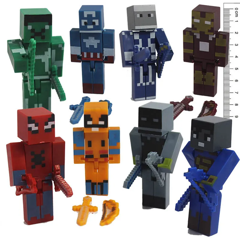 

8pcs/lot Mini Figures Avengers Set Nendoroid 7cm PVC Set Avenger Minecraft Anime Figma Toys
