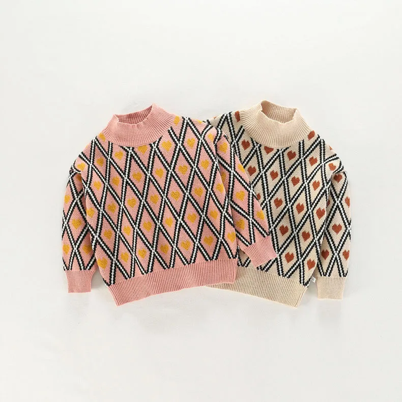 Kids Sweaters Boys Plaid Sweaters Children Pullover Autumn Baby Girls Knitted Top Child Heart Turtleneck Sweater Winter Clothes Kids Sweaters Boys Plaid Sweaters Children Pullover Autumn Baby Girls Knitted Top Child Heart Turtleneck Sweater Winter Clothes