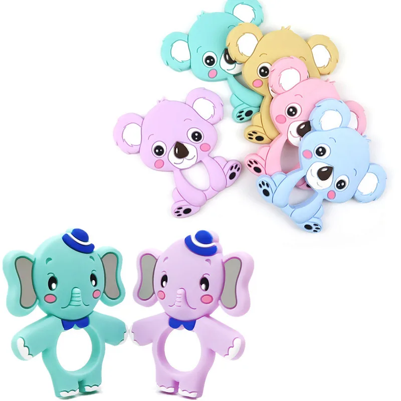 

Food Grade Silicone Teethers DIY Animal Koala Baby Ring Teether Infant Baby Silicone Chew Charms Kids Teething Gift Toddler Toys