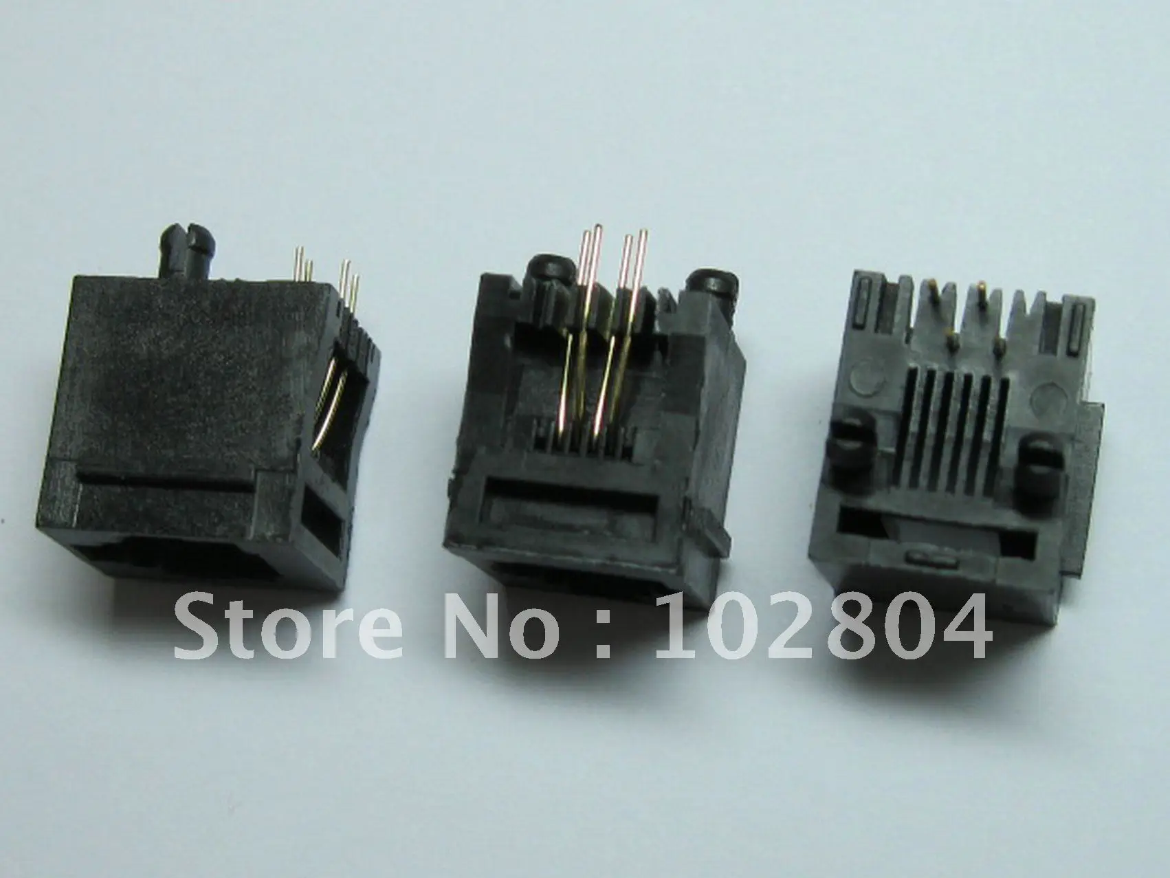

200 Pcs Black 6P4C With flange Top entry Modular Network PCB Jack Connector