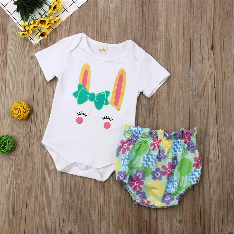 My 1st Пасхальная Одежда для девочек, летние белые топы с короткими рукавами для новорожденных девочек, комбинезон+ шорты, штаны, одежда для детей 0-24 месяцев