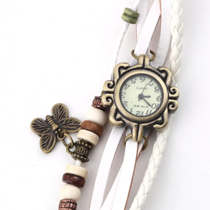 Кожаный браслет часы женские очаровательные листья этнические Женева стиль браслеты и браслеты винтажные женские ювелирные изделия дешевый подарок