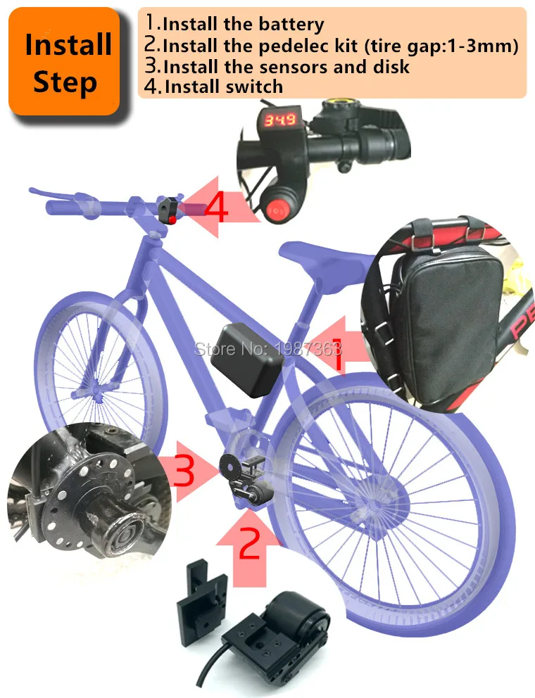 Pedelec DIY KIT(усилитель+ контроллер без батареи) изменить свой велосипед в "ebike" легко DIY Электрический велосипед