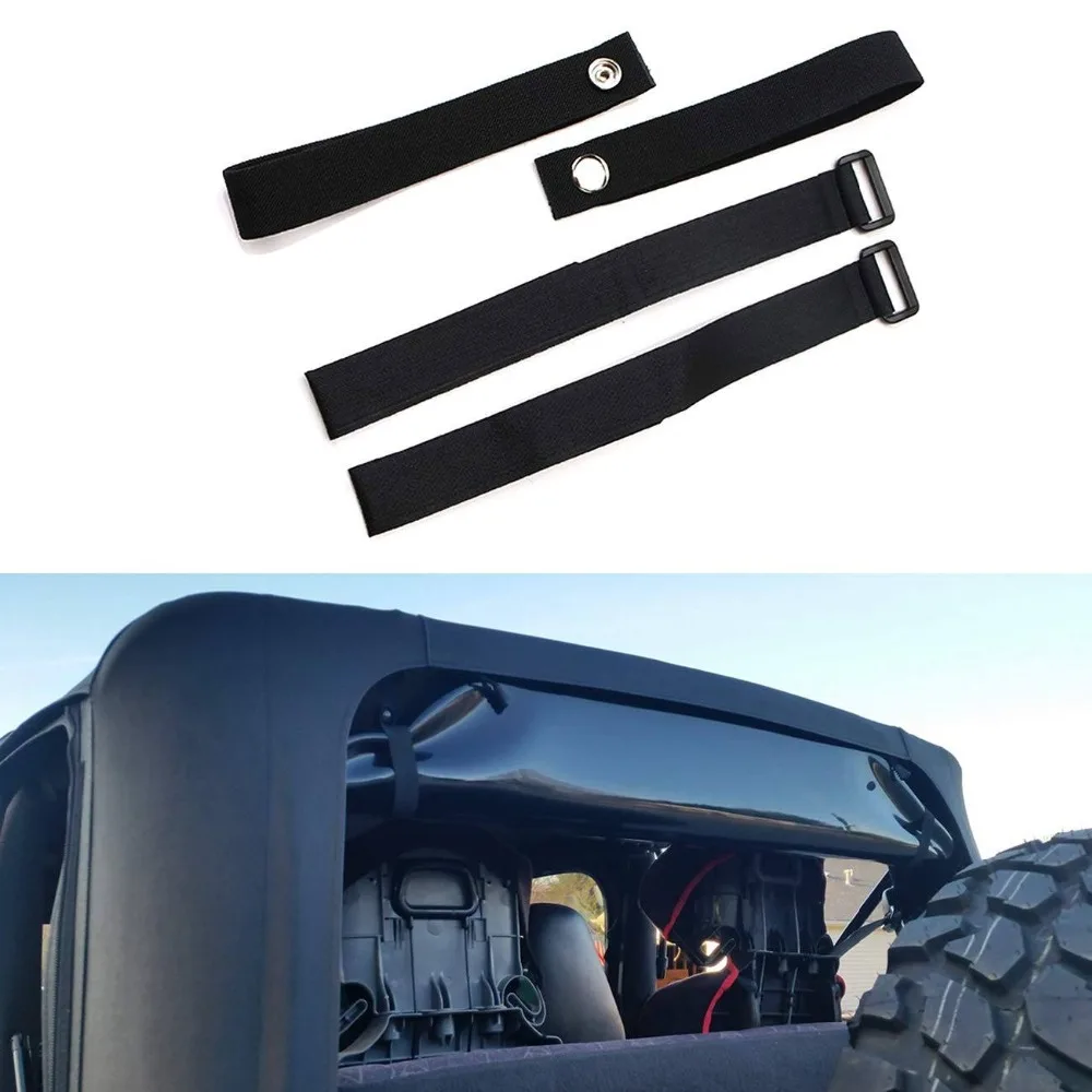 

Rear Window Straps for Jeep Wrangler Jk Jku Soft Top Straps Tiedown Straps Adjustable Straps (4PCS)