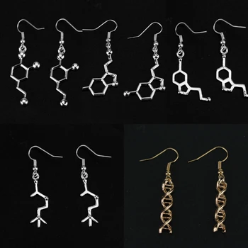 

Hot Sale Gold Silver Color DNA Earrings Chemical Formula DNA Molecular Earrings Women Girls Gift Fashion Brincos Jewelry