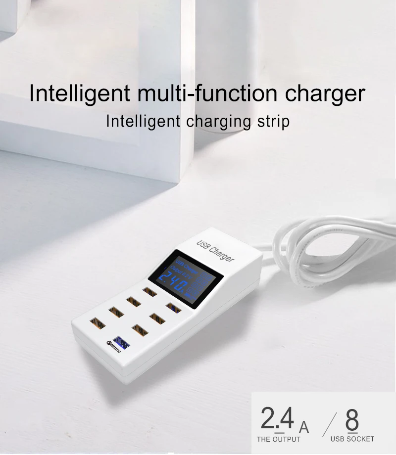 QC 3.0 Smart Charger Dock Station Charging Station Hub with LED Current Display Mobile Phone Charger(6)