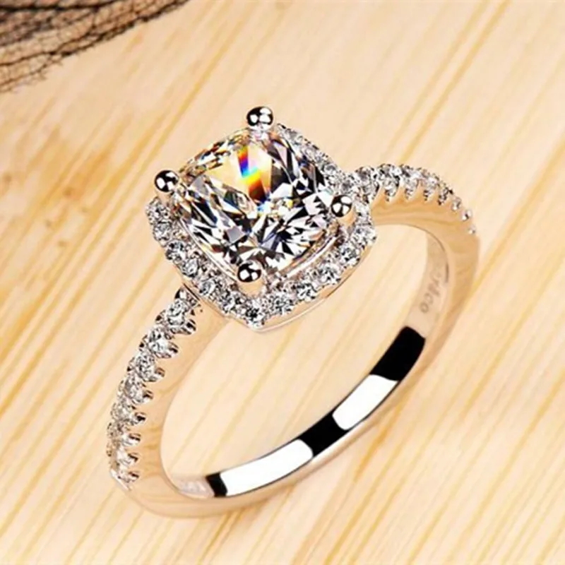 Свадебные украшения 925 Серебряное кольцо для Для женщин модные миди квадратный Обручение вечерние свадебные туфли роскошные аксессуары кольца бижутерия CC595
