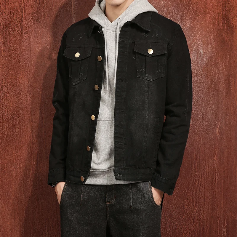 denim jacket and black hoodie