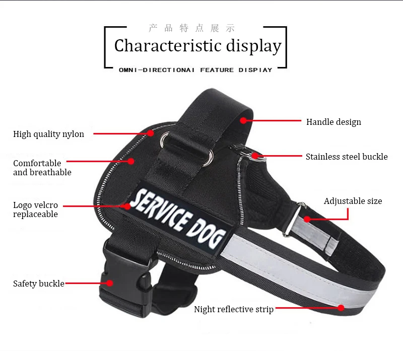 Adjustable Nylon Dog Harness Reflective Dog Collar Personalized Dog Harness Small Medium Large Dog Harness Vest