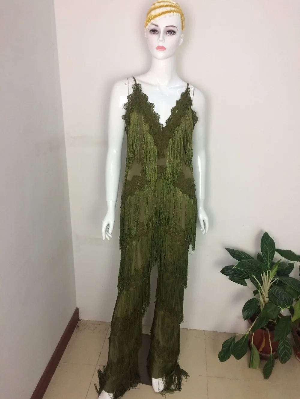 deep v neck jumpsuit