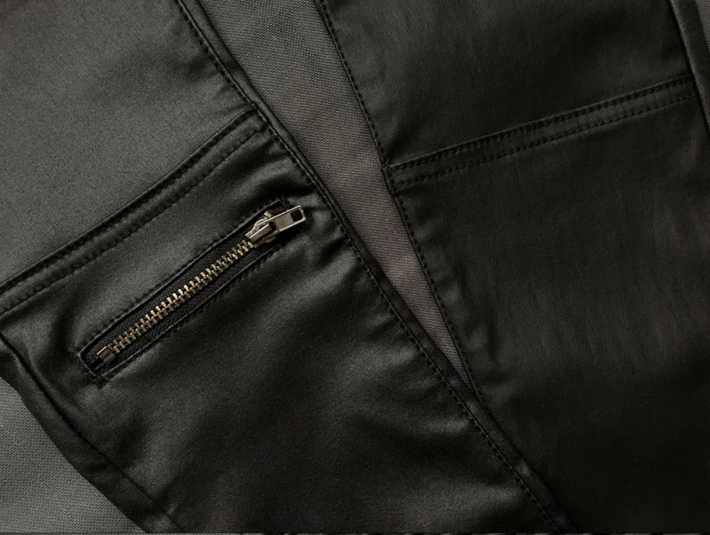 Зимние сексуальные женские черные брюки из искусственной кожи на молнии, Стрейчевые облегающие плиссированные Лоскутные женские длинные брюки-карандаши в стиле панк-рок