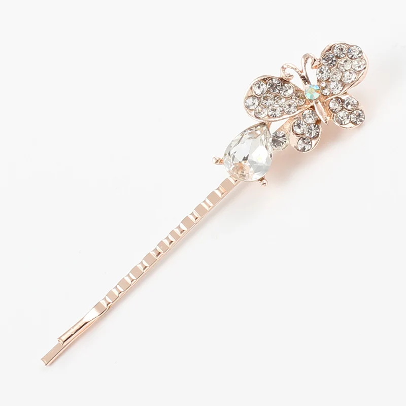 

Butterfly Korean Fashion Hair Accessories Hairpin Hairclips Round Crystal Rhinestone Hair Clip Barrette For Women hair grips