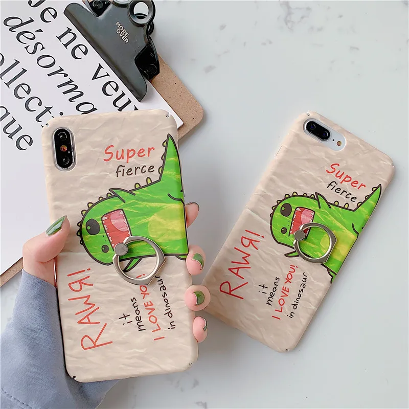 

Hard PC Case for Iphone X 7 8 6 6S Plus Xs Max Xr X Cute Cartoon Cover with Kickstand Finger Ring Coque for Iphone 8Plus Case