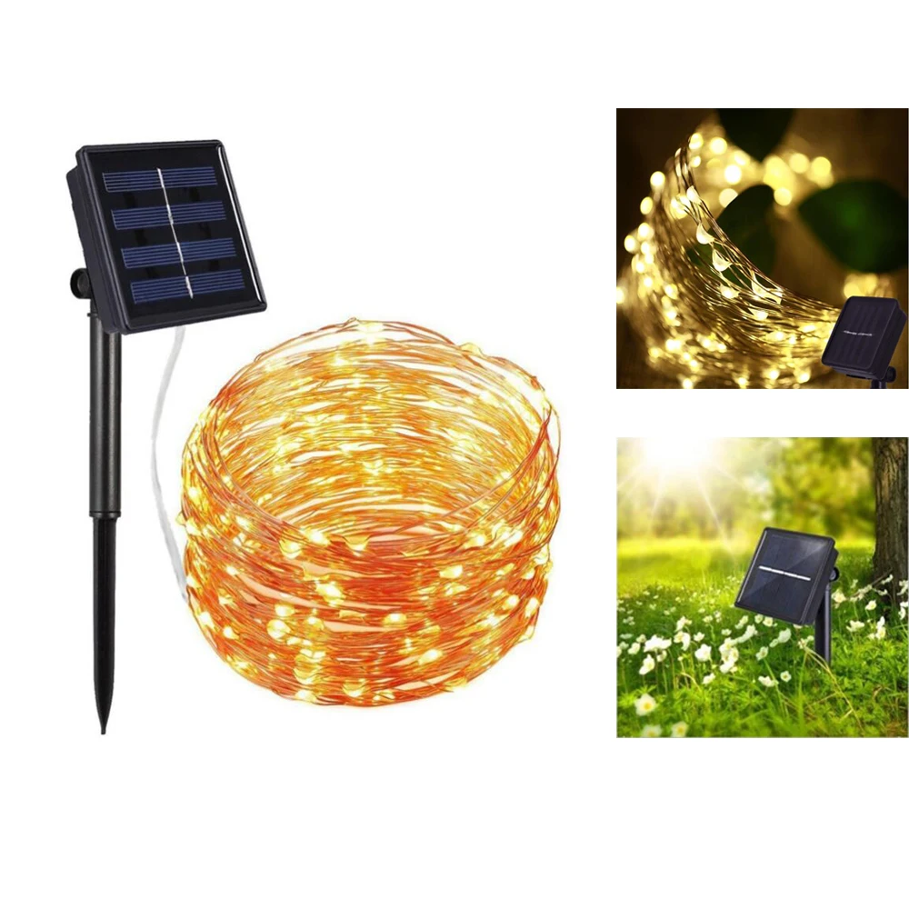 

10M 20M Solar lawn lamp Outdoor LED Solar Garden lights Fairy Copper Wire LED Strings For Holiday Xmas Wedding Party Decoration