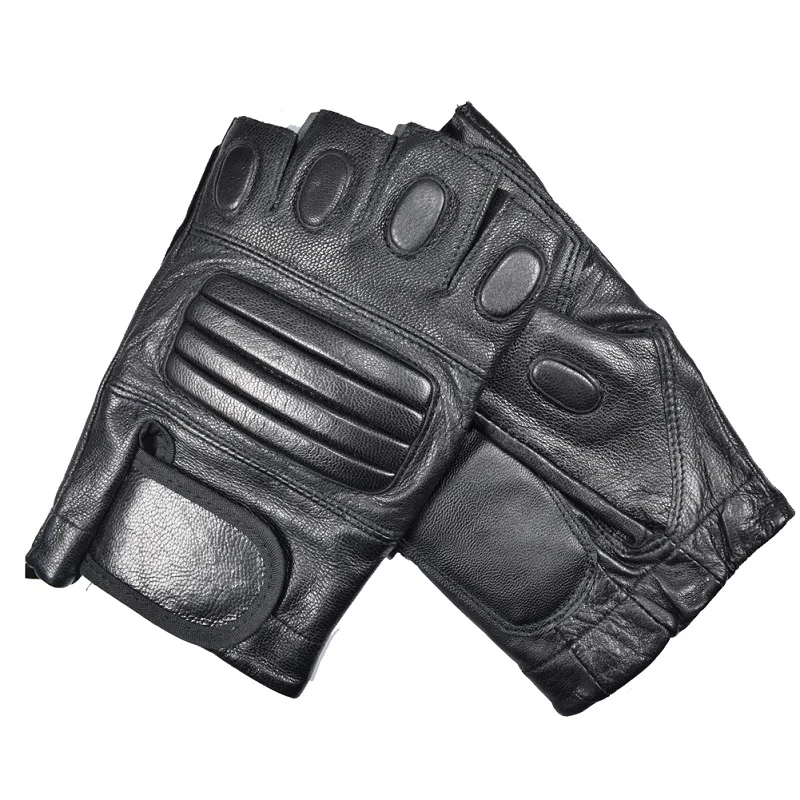 Мужские перчатки без пальцев KUYO унисекс из натуральной кожи|genuine leather gloves|mens fingerless