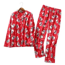 Милая Овечка, хлопок, женская ночная одежда, теплая Пижама, пижамный комплект, сексуальная пижама для женщин, красная пижама, пижама размера плюс