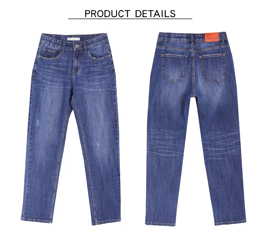 LEIJIJEANS женские потертые джинсы бойфренда с низкой эластичной талией синие повседневные классические женские прямые джинсы размера плюс 6476