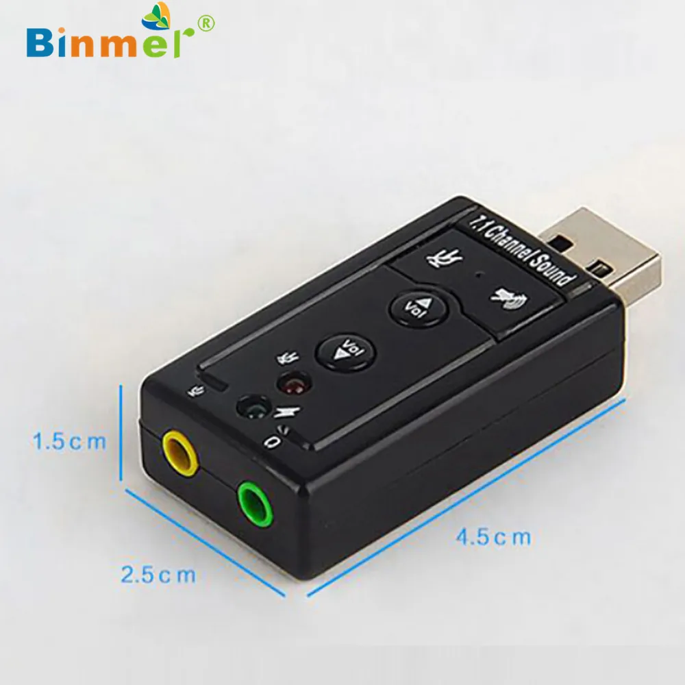 Binmer USB HID аудио Usb 7,1 Canali Esterna 3d звук адаптер для ноутбука компактный 6 сентября