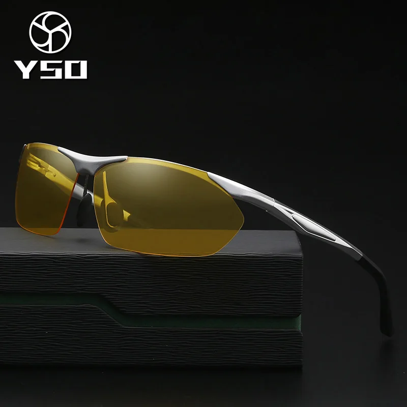 

YSO Night Vision Glasses Men Aluminium Magnesium Frame Polarized Night Vision Goggles For Car Driving Fishing Anti Glare 8546