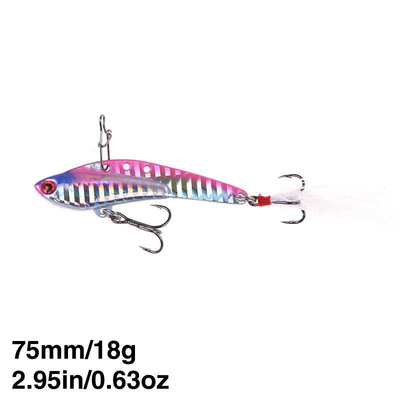 YTQHXY VIB жесткая приманка для рыбалки 65 мм 75 мм 13 г 18 г 25 г 30 г перо искусственная приманка ложка с 2 тройными крючками рыболовные снасти WQ517 - Цвет: I