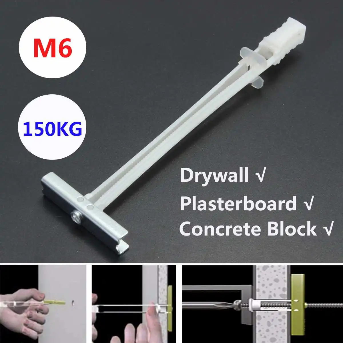 Для M6 Винт Fix M6 Toggler тяжелый гипсокартон подходит для использования в полых материалов гипсокартон максимальная поддержка 150 кг