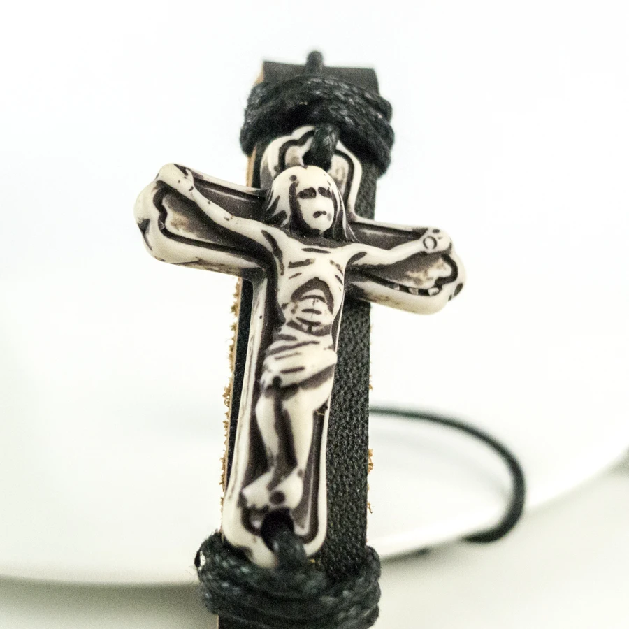 Мужские кожаные браслеты Jesus материал из кости яка винтажные для мужчин # GZ419 |