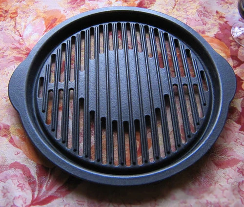 

Cooking Grill,Cast iron Black matt porcelain enameled round barbecue grill net