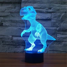 Динозавр сенсорный переключатель настольная ночник 3D Светодиодная лампа ночник акриловый красочный градиент атмосферная лампа Новинка освещение Декор