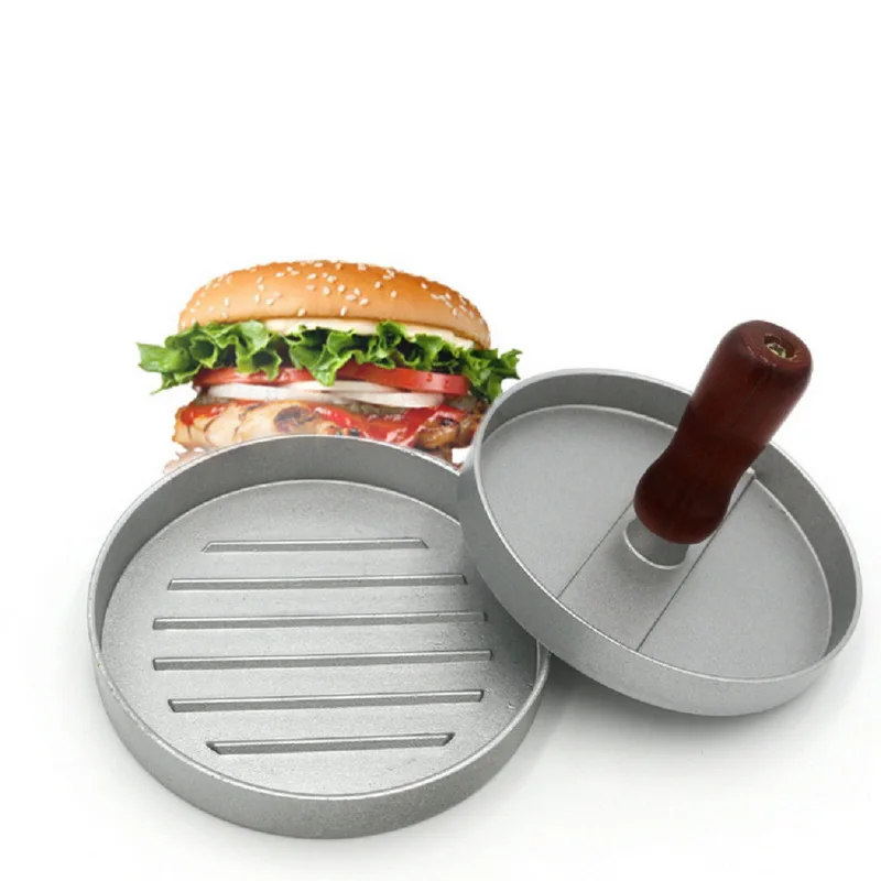 1 Set Round Shape Hamburger Press Aluminum Alloy 11.2cm Hamburger Meat