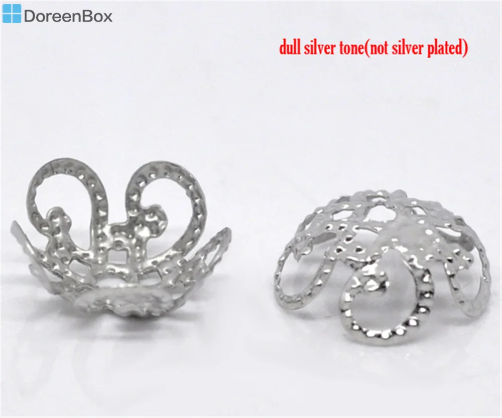Doreen Box Lovely 500 серебряных цветов колпачки из бусин 10x4 мм (B12180) | Украшения и