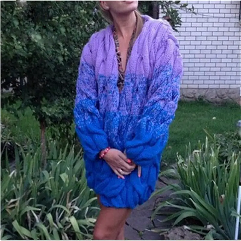 2016 New Europeanrussian Fashion Thick Casual Twisted Five Colors Cardigan Women Sweater