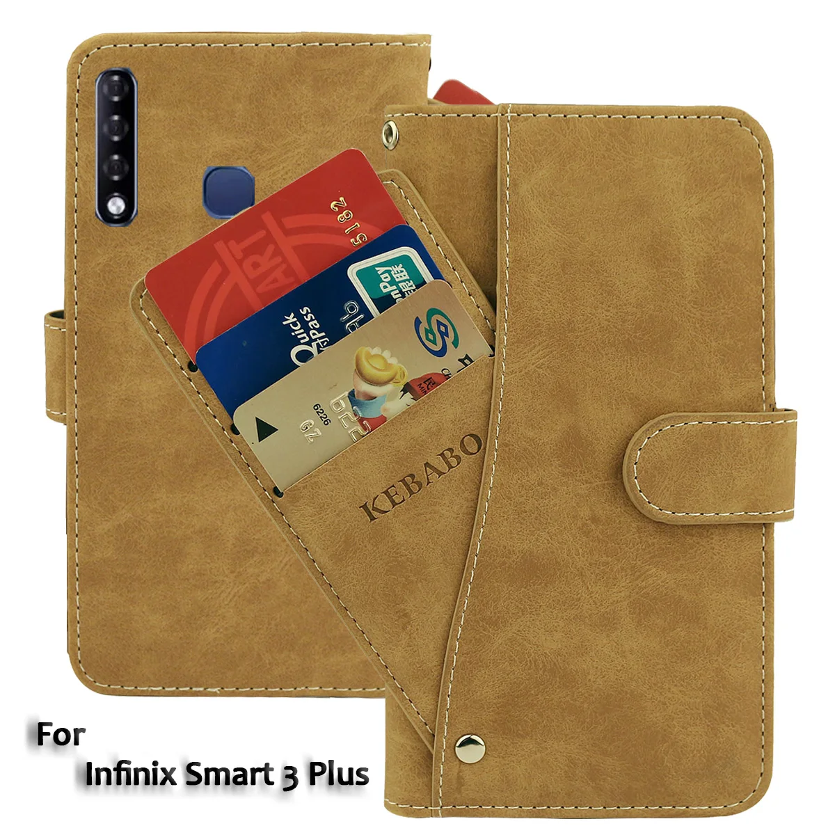 

Vintage Leather Wallet Infinix Smart 3 Plus Case 6.21" Flip Luxury 3 Front Card Slots Cover Magnet Stand Phone Protective Bags