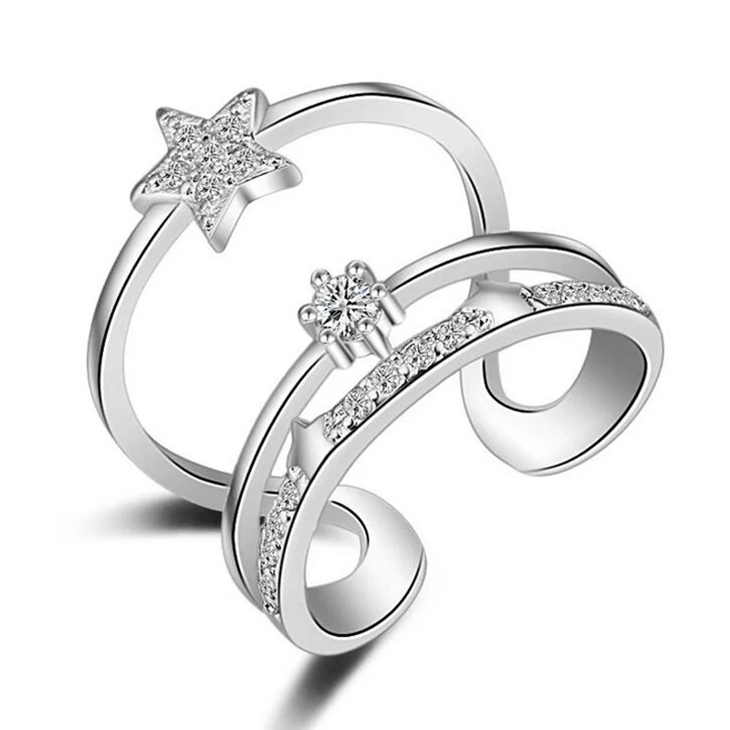 

JEXXI Pretty S90 Silver Rings For Ladies With Full Top Quality CZ Star Design Fashion Jewelry For Women