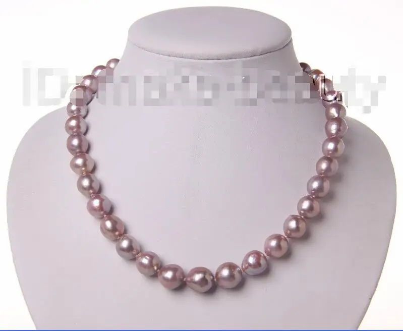 

Free shipping hot sale Women Bridal Wedding Jewelry >>AAA big 12mm round purple Edison keshi reborn freshwater pearl necklace