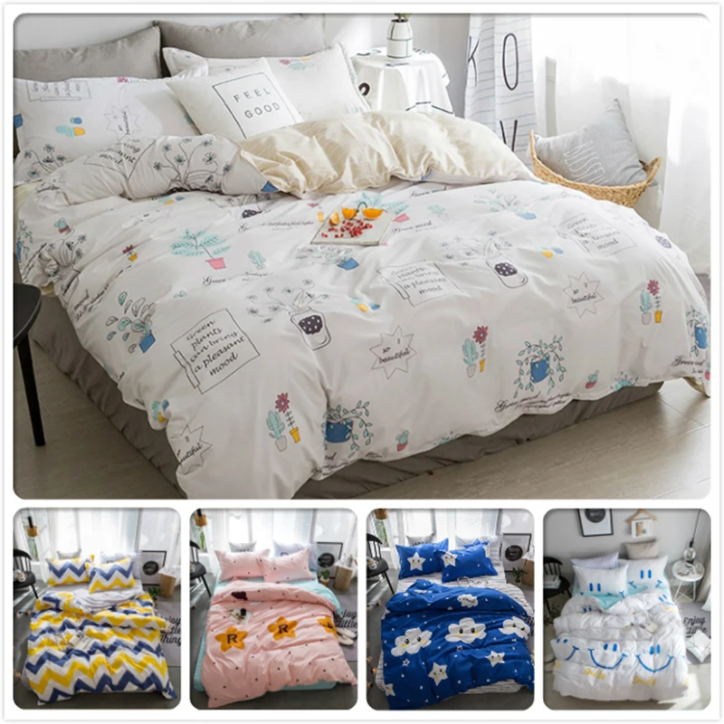 

1.2m 1.35m 1.5m 1.8m 2m Bed Linen 3pcs/4pcs Bedding Set Kids Soft Cotton Bedspreads Single Twin Full Queen Size Duvet Cover Suit
