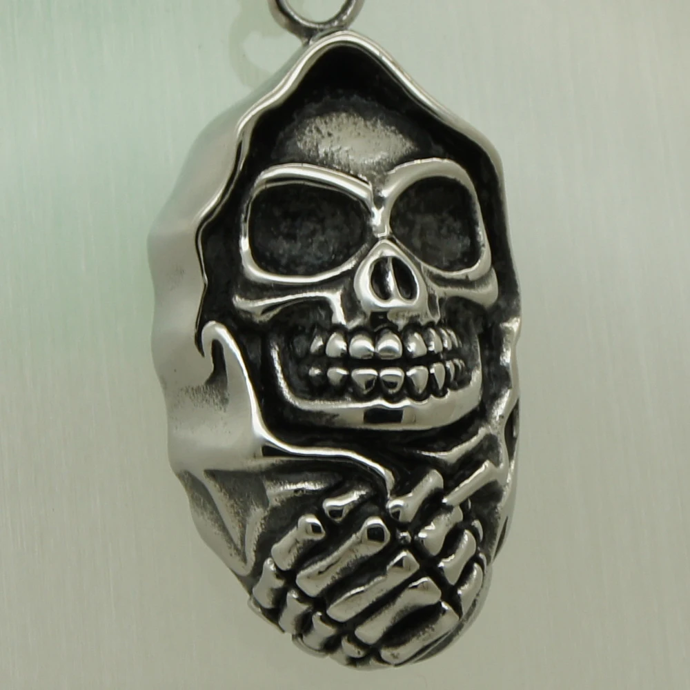 

hand hold scarf skull 316L stainless steel biker necklaces & pendants free shipping men jewelry