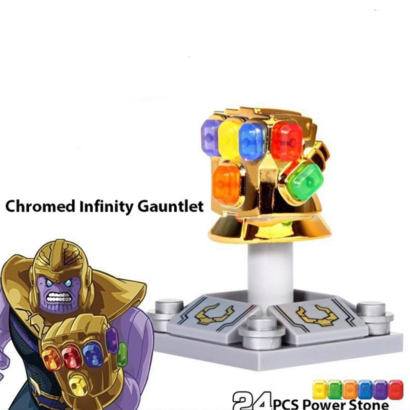 

Super Heroe Avengers Chromed Infinity Gauntlet With 24Pcs Power Stones Building Block Toy Gift SY1099-2 Compatible with Legoing