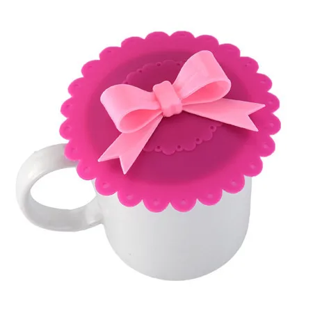 1 шт., милый силиконовый чехол с бантиком, кофейное всасывающее уплотнение, крышка, герметичная любовь, креативные подарки для подруги - Цвет: Hotpink