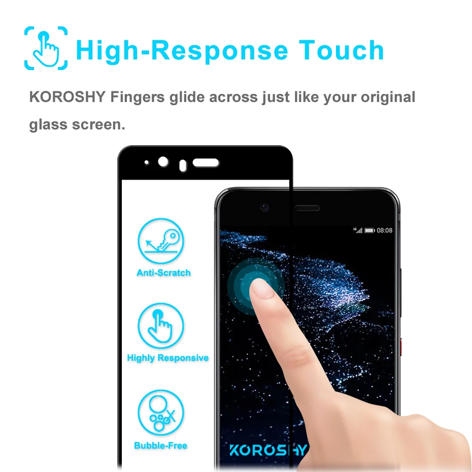 KOROSHY 9H Full Cover Tempered Glass for Huawei P10 Lite Plus P10Lite P10Plus Screen Protector HD Clarity Protective Glass Film (6)