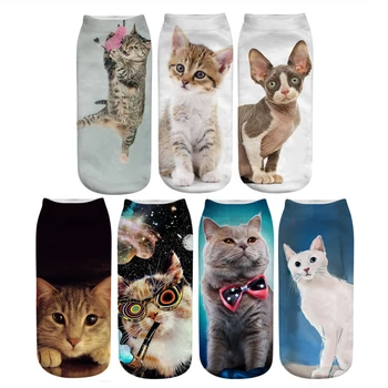 

Cat Socks 3D Printing Female Socks Women Low Cut Ankle Socks Calcetines Mujer Casual Hosiery Printed Sock