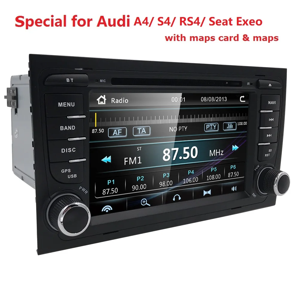 Perfect 7"Capacitive Touch Screen Car DVD Player for Audi A4 (2002-2008) Audi S4/RS4 GPS BT DAB SD Radio RDS Canbus Map  DVBT SWC EQ USB 2