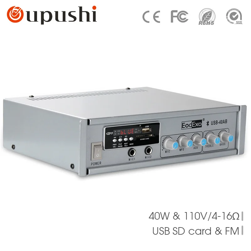 Free shipping USB 40ABmini amplifier with BlueTooth Mp3 Player fm Radio