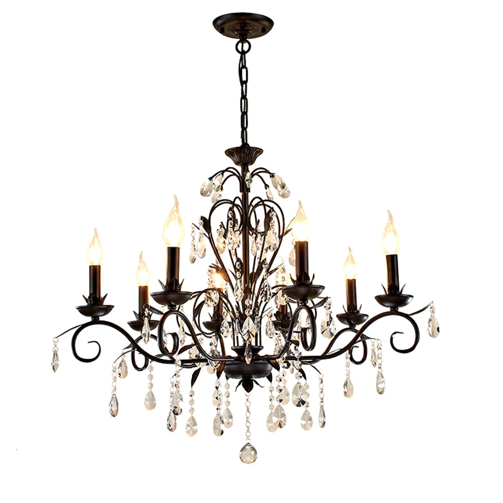 Us 1445 15 Offrustikale Beleuchtung Retro Kronleuchter Anhänger Schwarz Eisen Kerze Kronleuchter Wohnzimmer Küche Kronleuchter Beleuchtung Lampe