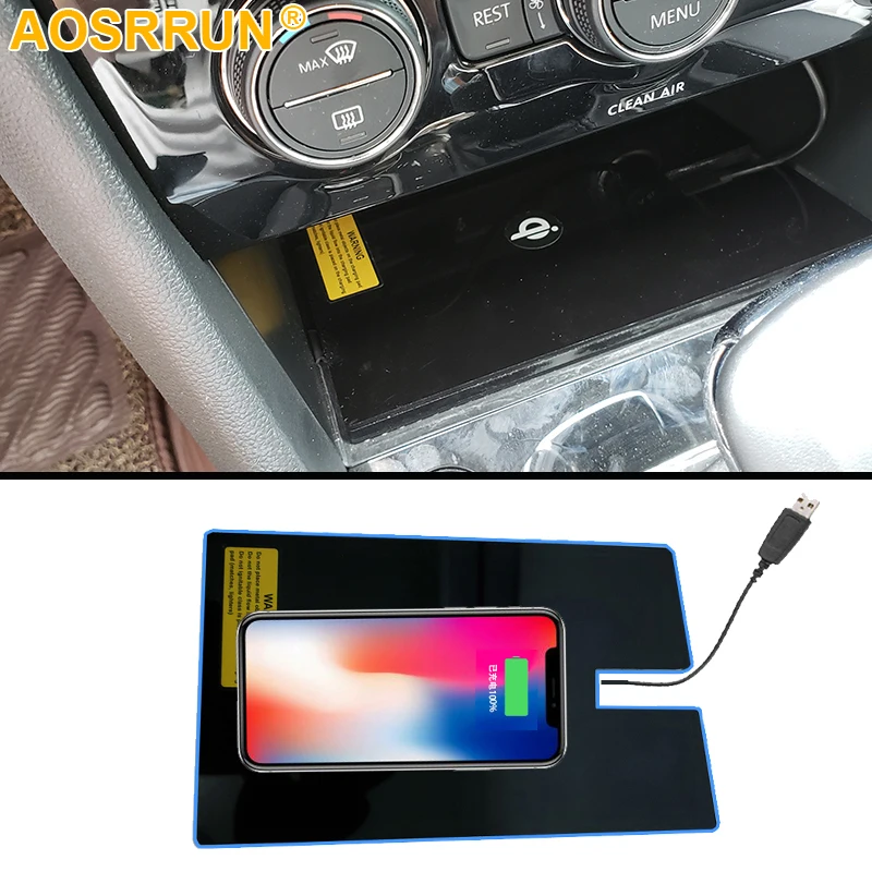 

Special on-board QI wireless phone charging Pad Panel Car Accessories For Volkswagen VW Tiguan MK2 2017 2018