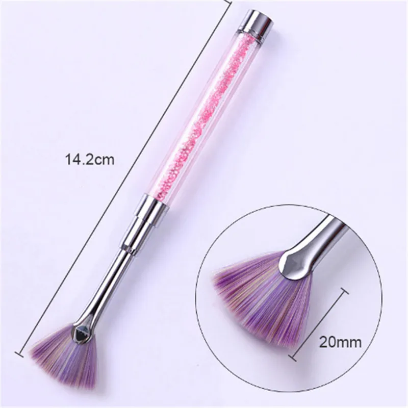 Форма вентилятора для очистки ногтей акриловая кисть градиентная розовая ручка со стразами пыль блеск порошок средство для снятия маникюра инструмент для ногтей